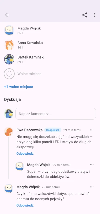 spotka meetup details with participants and discussion